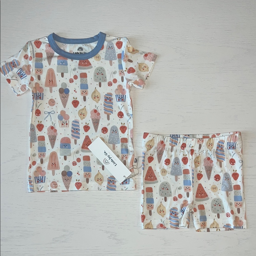 Little Joy Co Popsicle Bows Bamboo Shorts Pajama Set 3T 6